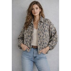 Vintage Stunt Petite Silk Feel Diamond Print Jacket